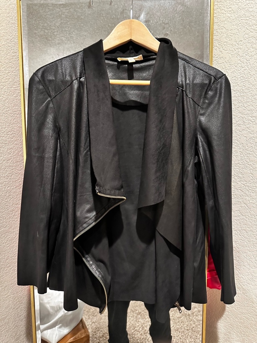 Kingston Grey BLACK Faux Leather Jacket L